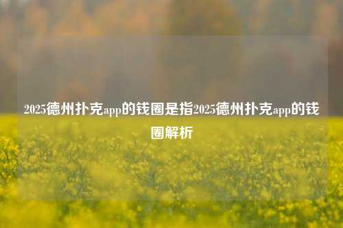 2025德州扑克app的钱圈是指2025德州扑克app的钱圈解析