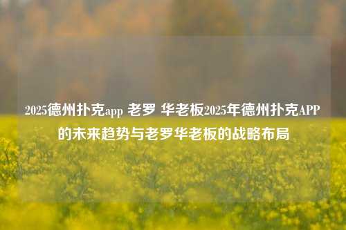 2025德州扑克app 老罗 华老板2025年德州扑克APP的未来趋势与老罗华老板的战略布局