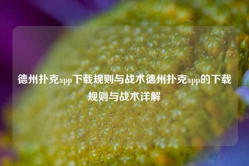 德州扑克app下载规则与战术德州扑克app的下载规则与战术详解