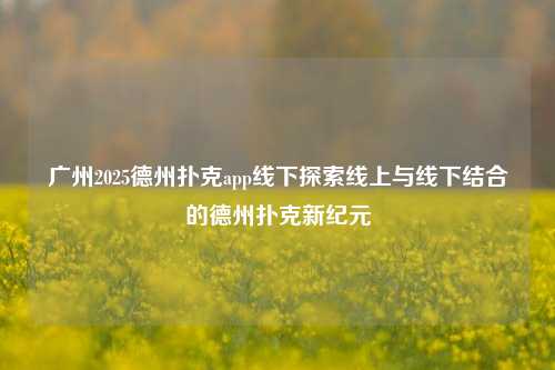 广州2025德州扑克app线下探索线上与线下结合的德州扑克新纪元