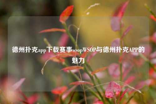 德州扑克app下载赛事wsopWSOP与德州扑克APP的魅力