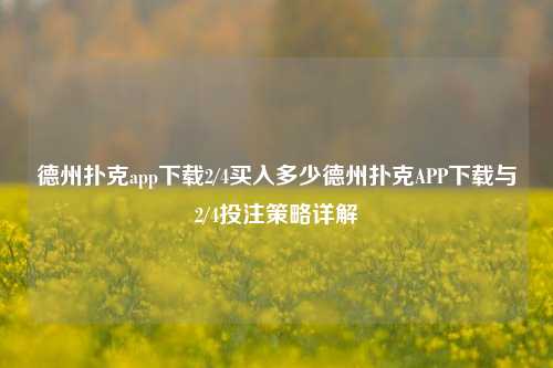 德州扑克app下载2/4买入多少德州扑克APP下载与2/4投注策略详解