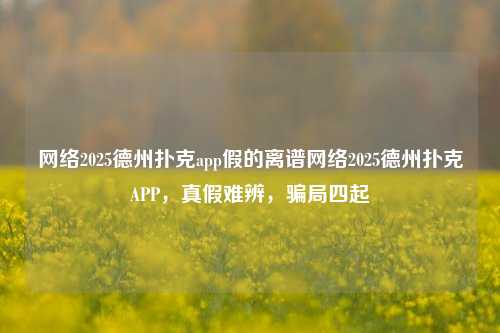 网络2025德州扑克app假的离谱网络2025德州扑克APP，真假难辨，骗局四起