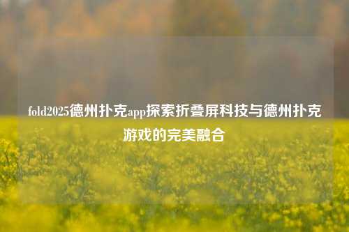 fold2025德州扑克app探索折叠屏科技与德州扑克游戏的完美融合