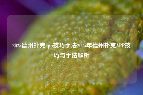 2025德州扑克app技巧手法2025年德州扑克APP技巧与手法解析