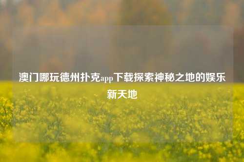 澳门哪玩德州扑克app下载探索神秘之地的娱乐新天地