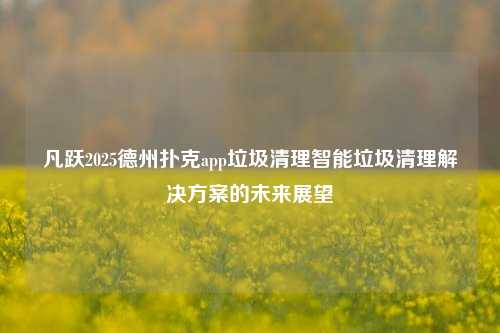凡跃2025德州扑克app垃圾清理智能垃圾清理解决方案的未来展望