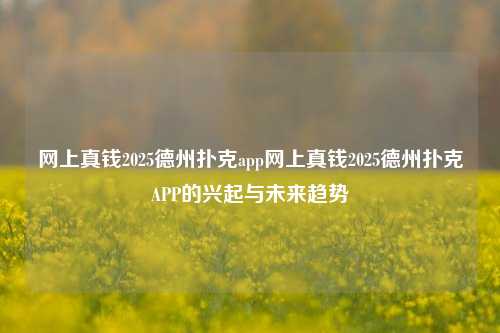 网上真钱2025德州扑克app网上真钱2025德州扑克APP的兴起与未来趋势