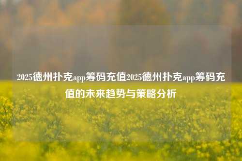 2025德州扑克app筹码充值2025德州扑克app筹码充值的未来趋势与策略分析