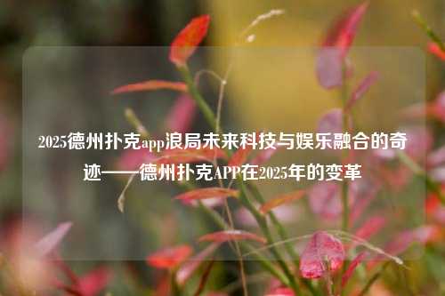 2025德州扑克app浪局未来科技与娱乐融合的奇迹——德州扑克APP在2025年的变革