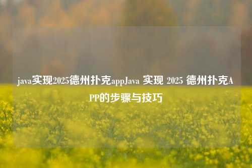 java实现2025德州扑克appJava 实现 2025 德州扑克APP的步骤与技巧