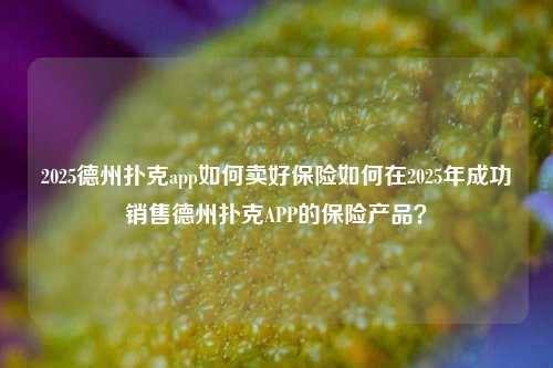 2025德州扑克app如何卖好保险如何在2025年成功销售德州扑克APP的保险产品？