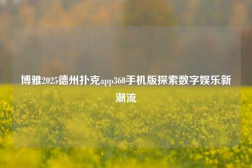 博雅2025德州扑克app360手机版探索数字娱乐新潮流