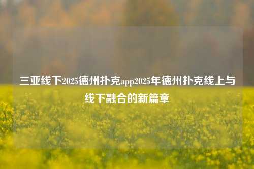 三亚线下2025德州扑克app2025年德州扑克线上与线下融合的新篇章