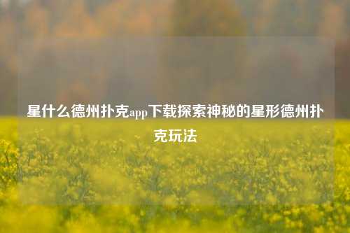 星什么德州扑克app下载探索神秘的星形德州扑克玩法