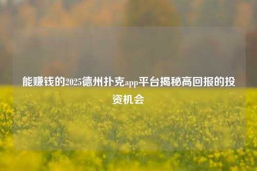 能赚钱的2025德州扑克app平台揭秘高回报的投资机会