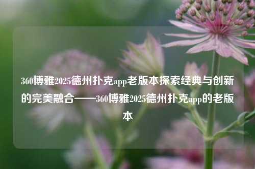 360博雅2025德州扑克app老版本探索经典与创新的完美融合——360博雅2025德州扑克app的老版本