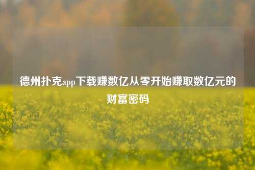 德州扑克app下载赚数亿从零开始赚取数亿元的财富密码