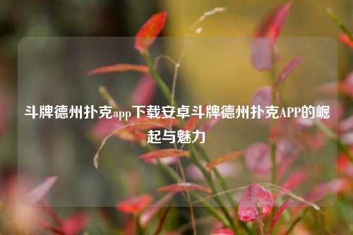 斗牌德州扑克app下载安卓斗牌德州扑克APP的崛起与魅力