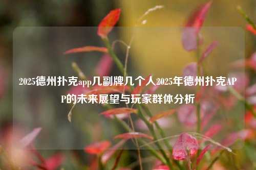 2025德州扑克app几副牌几个人2025年德州扑克APP的未来展望与玩家群体分析